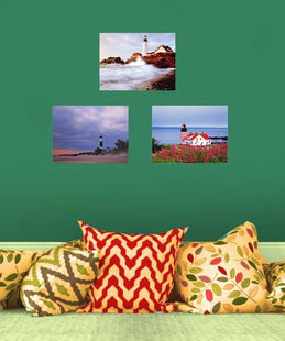 Lighthouse Portland Maine Three Set 8x10 Picture Ocean Landscape Wall Decor Art Print Posters