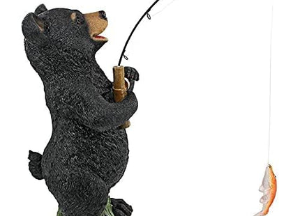 Design Toscano Hooked on Fishing, Fisherman Black Bear Statue