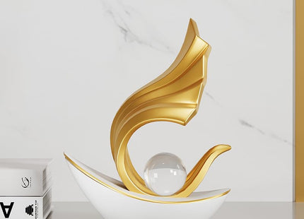 XYQXYQ Modern Nautical Sailboat Sculpture | Abstract Art Boat Statue | Living Room, Coffee Table, TV Stand & Boat Bookshelf Deco (White)