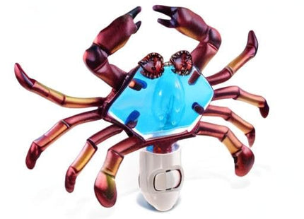 Puzzled Glass Art Night Light, Plug in Decorative Socket Lamp, Manual On & Off Portable Lights for Stairway, Bedroom, Bathroom, Nursery, Home Accessory & Kitchen Decor - Crab