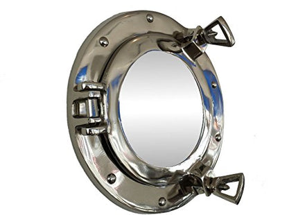 Hampton Nautical Deluxe Class Chrome Porthole Mirror, 8", Chrome