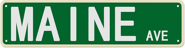 Retro Metal Sign Maine Ave Vintage Aluminum Sign Wall Decor for Home Kitchen Outdoor Garden Yard Barn 4x16 Inch