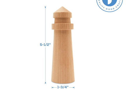 Lighthouse Decorations for Beach Themed Decor, Pack of 10 Wooden Lighthouse Figures, 5" Lighthouse Ornaments, by Woodpeckers