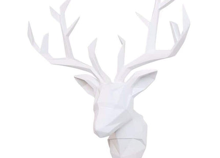 YJ Home Deer Head Wall Art - Geometrial Deer Head Sculpture Home Decor (White, XL)