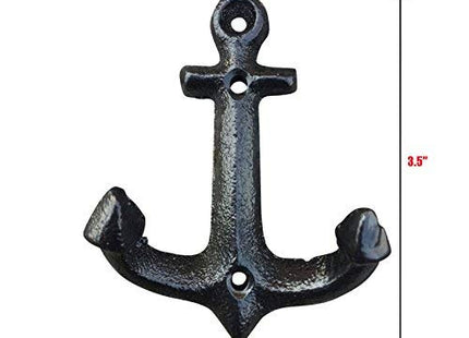 Facaler Nautical Cast Iron Ship Anchor Weathered Nautical Wall Hooks Coat Hook, Screws Included (5 PCS)