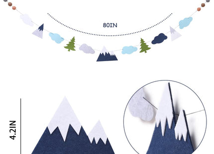 Felt Woodland Nursery Banner - Kids Mountain & Rustic Baby Room Decor, Woodland Theme Baby Shower Decorations