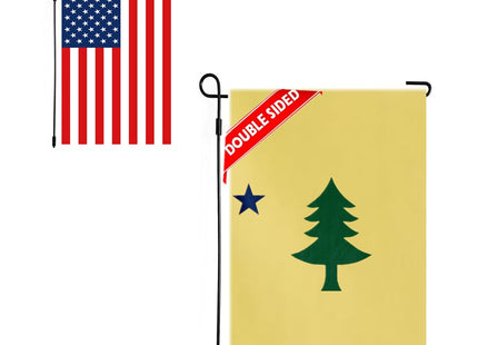 ACWIPT 2 in 1 Original Maine State and America USA Garden Flag 12x18inch,220D Sturdy Nylon Flag,Original ME Garden Flags. (Original)