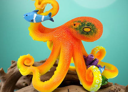 Deep Sea Octopus Statue - 5-inch Resin Standing Octopus Figurine, Realistic Marine Table Décor, Handcrafted Orange Octopus Sculpture for Home & Office Decor