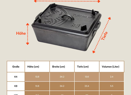 Petromax Loaf Pan with Lid, Large Cast Iron Bakeware Pan with Handles for Campfire or Home Kitchen, Pre-Seasoned, Can Also Use Lid for Cooking