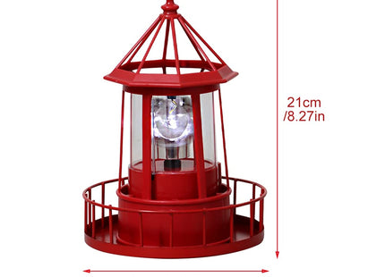 Solar Lighthouse Lamp, 360° Rotating LED Garden Light for Outdoor Decor