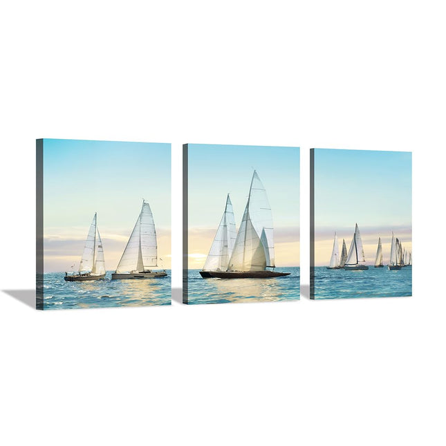 Sailboat Canvas Wall Art Nautical Decor Nautical 12"x16"x 3 Panels