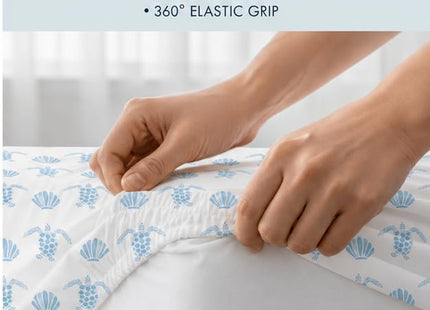 Where The Polka Dots Roam Seashells and Turtles Sheets QueenBedding Set - Super Soft 4-Piece Coastal-Themed Bed Sheet Set for Kids & Teens – Sea Turtle & Seashell Bedding & Room Décor