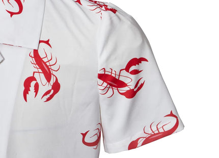 MelangCos Men's Kramer Lobster Shirt Button-Up White Shirt Short Sleeve Hawaiian Shirts (White, M)
