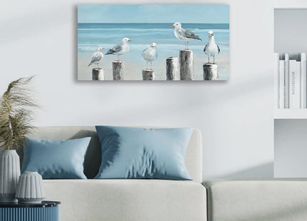Yidepot Coastal Seagull Poster Decor- Seabird Canvas Beach wall art, Lake and Sea Ocean Themed Artwork for Bedroom Bathroom Art 20"x40"