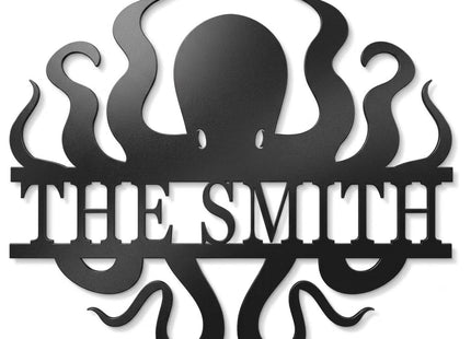 Personalized Octopus Metal Sign - Custom Nautical Wall Art Decor, Funny Octopus Bathroom Sign, Outdoor Garden Name Plate, Metal Beach House Wall Hanging, Unique Birthday Gift for Ocean Lovers