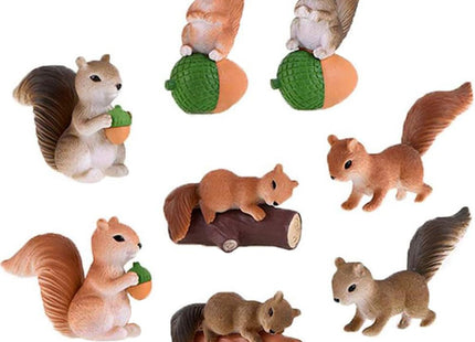 8 Pcs Squirrel Figures Animal Character Toys Cake Toppers, Squirrel Fairy Garden Miniature Figurines Collection Playset Christmas Birthday Gift Desk Decorations
