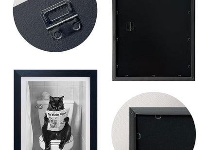 Framed Animal Bathroom Painting Bear on Toilet Wall Art Black and White Bathroom Wall Art Canvas Print Artwork