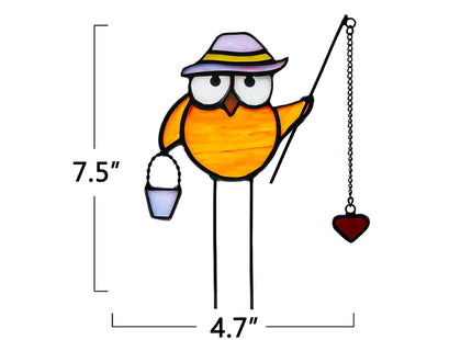 HAOSUM Owl Stained Glass Suncatcher for Window Hanging,Owl Gifts for Women