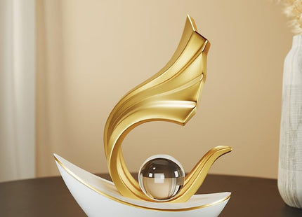 XYQXYQ Modern Nautical Sailboat Sculpture | Abstract Art Boat Statue | Living Room, Coffee Table, TV Stand & Boat Bookshelf Deco (White)
