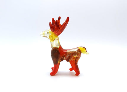 Sansukjai Deer Tiny Figurines Hand Blown Color Glass Art Animals Collectible Gift Home Decor (Brown)
