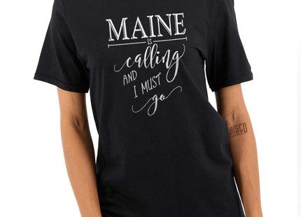Brisco Brands Maine is Calling and I Must Go Womens Graphic T Shirt Tees Black
