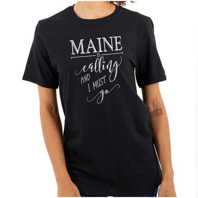 Brisco Brands Maine is Calling and I Must Go Womens Graphic T Shirt Tees Black