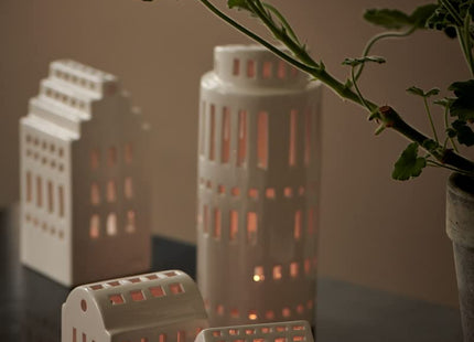 Kahler Urbania Lighthouse Functio | Ceramic Tealight Holder | White | 3.5 Inch