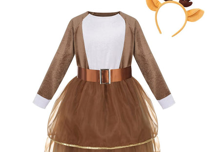 YOULSUN Kids Animal Costume with Dress Belt and Headband Deer Costume for Halloween Cosplay Gifts (Deer,S/4-6Y)