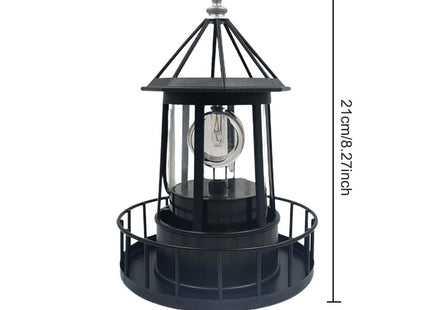 PXRJE Solar Lighthouse，LED Solar Powered Lighthouse, 360 Degree Rotating Lamp,Solar Powered Waterproof Lawn Lights,IP65 Waterproof LED Solar Lighthouse Garden Yard Outdoor Decor(Black)