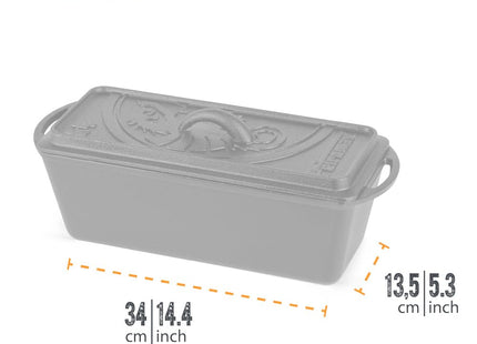 Petromax Loaf Pan with Lid, Large Cast Iron Bakeware Pan with Handles for Campfire or Home Kitchen, Pre-Seasoned, Can Also Use Lid for Cooking