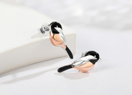 Cute Chickadee Bird Earrings Stud 925 Sterling Silver Hypoallergenic Jewelry Gifts for Women Bird Lover