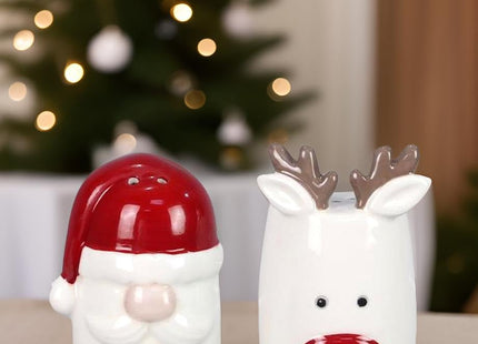 The Bridge Collection Christmas Reindeer & Santa Salt & Pepper Shaker Set