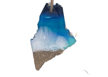 Maine Beach Christmas Ornament, Handmade Unique Beach Resin