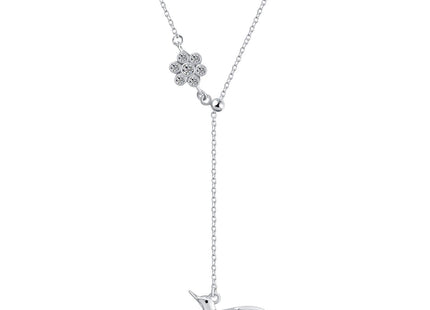 YAFEINI Hummingbird Necklace Sterling Silver Adjustable Lariat Y Hummingbird Necklace Hummingbird Pendant Jewelry for Women Gifts