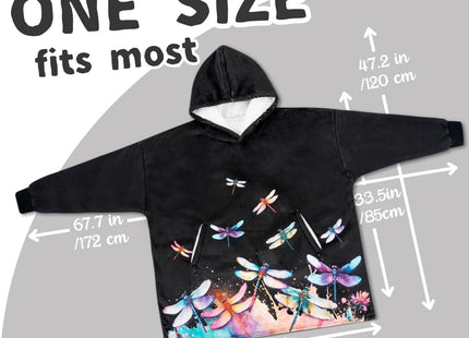 Huglanket Dragonfly Gifts for Women, Wearable Flannel Dragonfly Blanket Hoodie, Super Soft Warm Cozy with Giant Pocket - One Size Fits Most