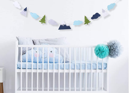 Felt Woodland Nursery Banner - Kids Mountain & Rustic Baby Room Decor, Woodland Theme Baby Shower Decorations