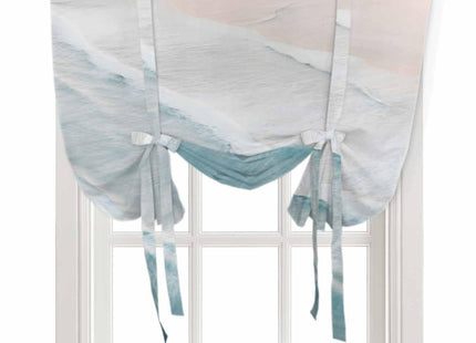 Beach Tie Up Curtains 45 Inches Long, Summer Ocean Coastal Kitchen Window Curtains Over Sink, Nautical Seaside Aqua Beige Small Window Curtains Shade Balloon Curtains Valances for Bedroom/Cafe 34"x45"