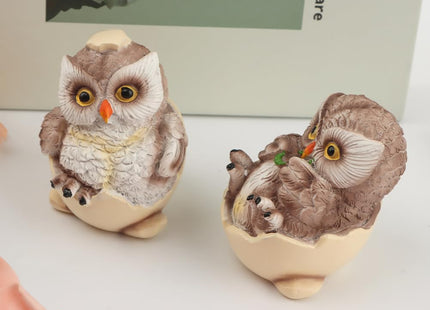 Restynic Owl Figurines Decor, 2 Piece Resin Owl Shelf Statues