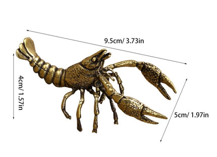 Kisangel Brass Golden Lobster Figurine Marine Animal Metal Statue Tea Pet