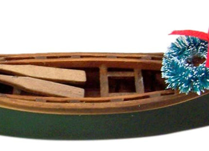 Wooden Painted Canoe Hanging Christmas Tree Ornament, 5 1/4 Inch