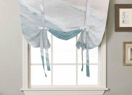 Beach Tie Up Curtains 45 Inches Long, Summer Ocean Coastal Kitchen Window Curtains Over Sink, Nautical Seaside Aqua Beige Small Window Curtains Shade Balloon Curtains Valances for Bedroom/Cafe 34"x45"