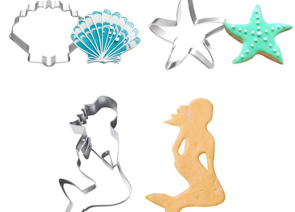 Aprildecumber666 Mermaid, Starfish, Seashell Cookie Cutter Set - Set of 3 - Stainless Steel