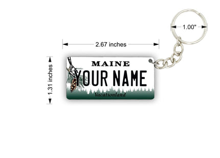 License Plate Keychain - Personalized (MAINE) Multicolor