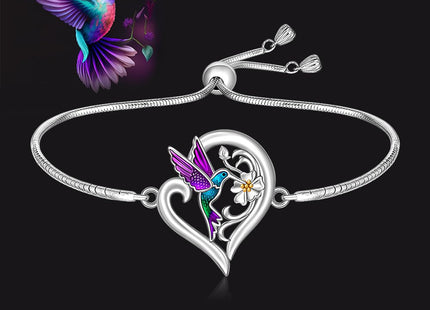 Hummingbird Bracelets for Women Sterling Silver Purple Hummingbird Bracelet