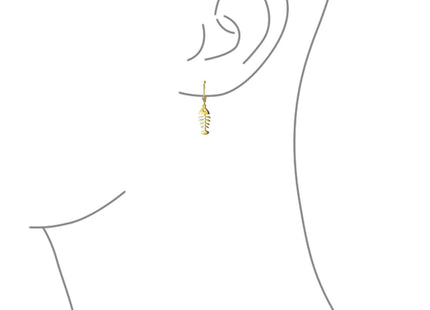 Nautical Fishbone Dangle Earrings Gold Plated 925 Sterling Silver Leverback