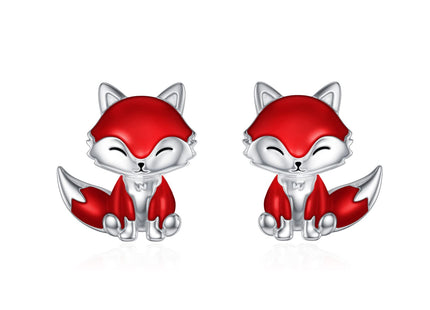 Shusukue Fox Earrings 925 Sterling Silver Fox Stud Earrings Cute Animals Stud Earrings Fox Birthday Jewelry Gifts for Women