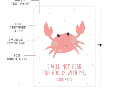 Andaz Press Christian Bible Verses Quotes Nursery Kids Room Unframed Hanging Wall Art Poster Home Decor, 8.5x11-inch, Ocean Sea Marine Life Animals Nautical Theme, Octopus, Crab, 6-Pack, No Frames