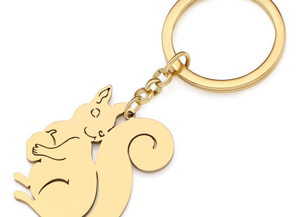 DOWAY Cute Stainless Squirrel Keychains Gifts Nature Animals Keyrings Jewelry Handbag Car Accessories Charms for Women Girls (Silver Squirrel A)