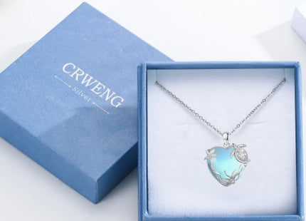 CRWENG Sea Turtle Necklace for Women Silver Turtle Pendant Ocean Jewelry