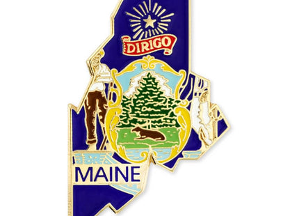 PinMart Maine Shape Flag Lapel Pin – Complete United States of America Pin Set – Gold Plated Enamel US State Shirt Pins – Great Commemorative/Promotional Gift -10 Pack